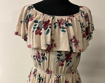 Women's 90's Vintage Cotton Floral Jumpsuit | Size S | Fancy Romper