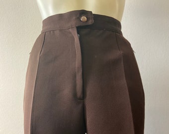 Vintage 80's Women's High Waisted Ski Pants | Chocolate Brown Retro Stirrup Trousers Size M