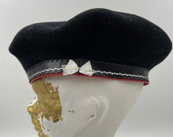 Rare béret basque Vrai | Bonnet vintage en laine noire pour homme et femme élégant | Patrimoine de l'armée française