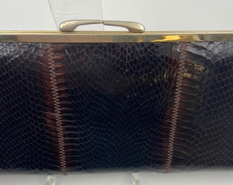 Vintage 80er Jahre Schlangenleder Damen Clutch | Abend- oder Tagestasche für besondere Anlässe | Einzigartiges Geschenk für Sie