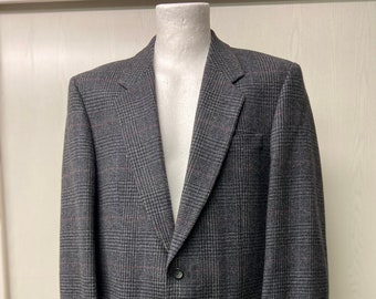 Vintage 80s Men&#39;s Gray Checked Sports Coat | Classic Tailored Blazer by Mura | Size EU 54