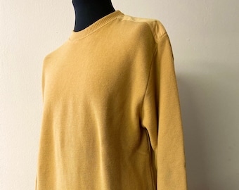 90's Vintage Sweater by Amerigo Vespucci | Mustard Yellow Wool | Size L | Cozy and Stylish
