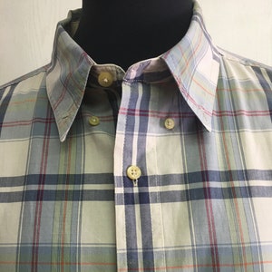 Camisa clásica de cuadros para hombre / Camisa con botones de Ralph Lauren Vintage Chaps / Talla XL