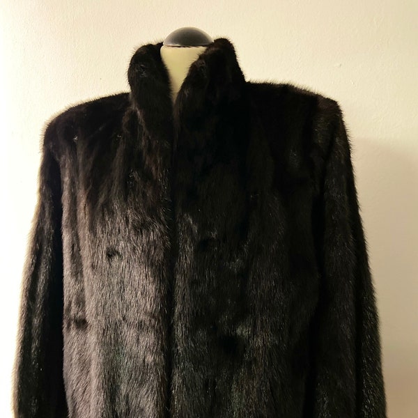 Womens mink jacket | real fur jacket with high collar | Size 12