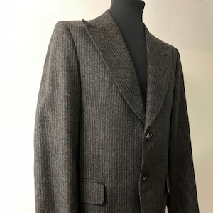 Vintage 80er Jahre Herren Dunkel Grauer Nadelstreifen Blazer von Mura | Jacke aus Wolle und Kaschmir |  Grösse M/L