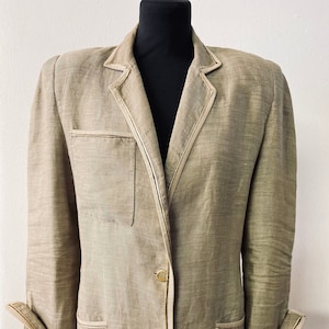 Ladies Linen Blazer | Stand out from the Crowd with this Unique Embellished Vintage 80&#39;s Blazer by Claude Montana| Size EU 40