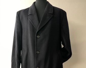 Men's 90's Vintage Black Wool Blend 3/4 Coat | the Perfect