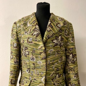 Schick Vintage 90er Jahre Cropped Jacke | Atemberaubendes mehrfarbiges Muster | Größe M/L