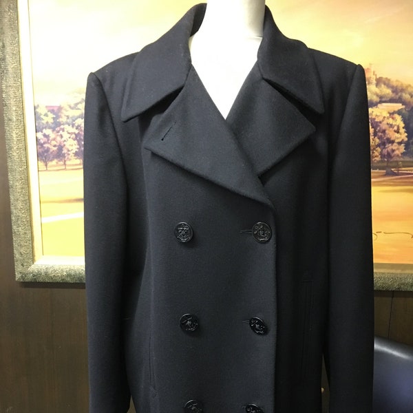 Caban vintage des années 80 pour femmes | Manteau de voiture Jones New York | Veste 3/4 en laine noire | Taille 12