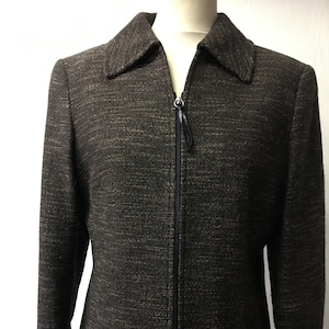 Women&#39;s Chic 90&#39;s Vintage Jacket |  Zipper Front Closure | Lovely Wool Blend | EU 42