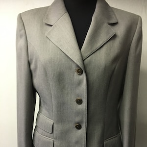 Tailored Grey Wool Vintage Blazer for Women | Vintage 80&#39;s Style | Size EU 40