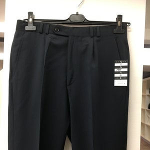 Mens High Waist Navy Dress Trousers | Sophisticated Classic Style for day or evening - EU 48R