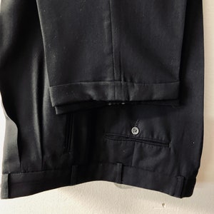 Men&#39;s Vintage 80s high waist pants |mens dark navy wool trousers | pleated front and turn up cuffs | Size M