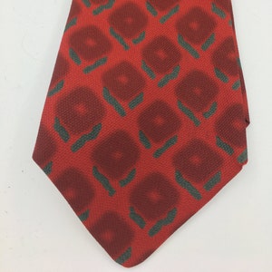 Mens vintage tie | Make a Statement with an Exclusive Pierre Cardin Designer Mens Silk Red Floral Print Tie | Perfect for Any Occasion
