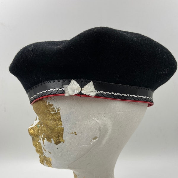 Rare béret basque Vrai | Bonnet vintage en laine noire pour homme et femme élégant | Patrimoine de l'armée française