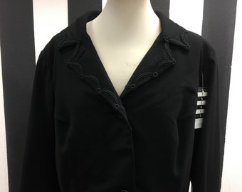 Zwarte wollen bolero met 3/4 mouw | Vintage damesjack | Maat S/M