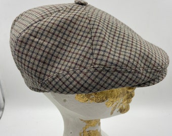 Coppola da uomo in lana a quadri vintage / Cappello da tassista classico / Taglia 57