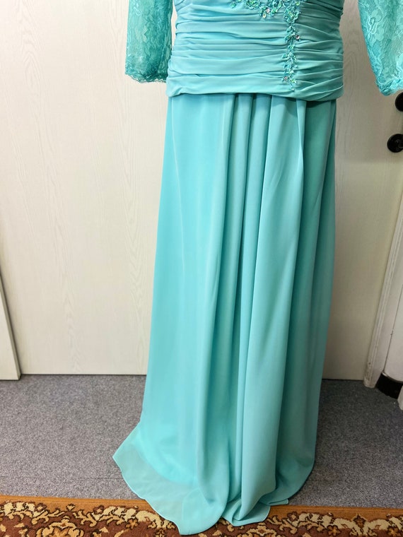 Vintage evening gown |  pale green long dress | c… - image 2