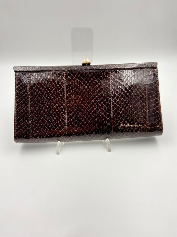 Pochette/sac De Soirée Vintage En Peau De Serpent - Marron, élégant, Occasion Très Bon état
