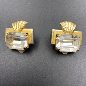 Glamorous Ladies Earrings | Art Deco Clip On earrings with Rhinestone inset | The Perfect Gift for Her