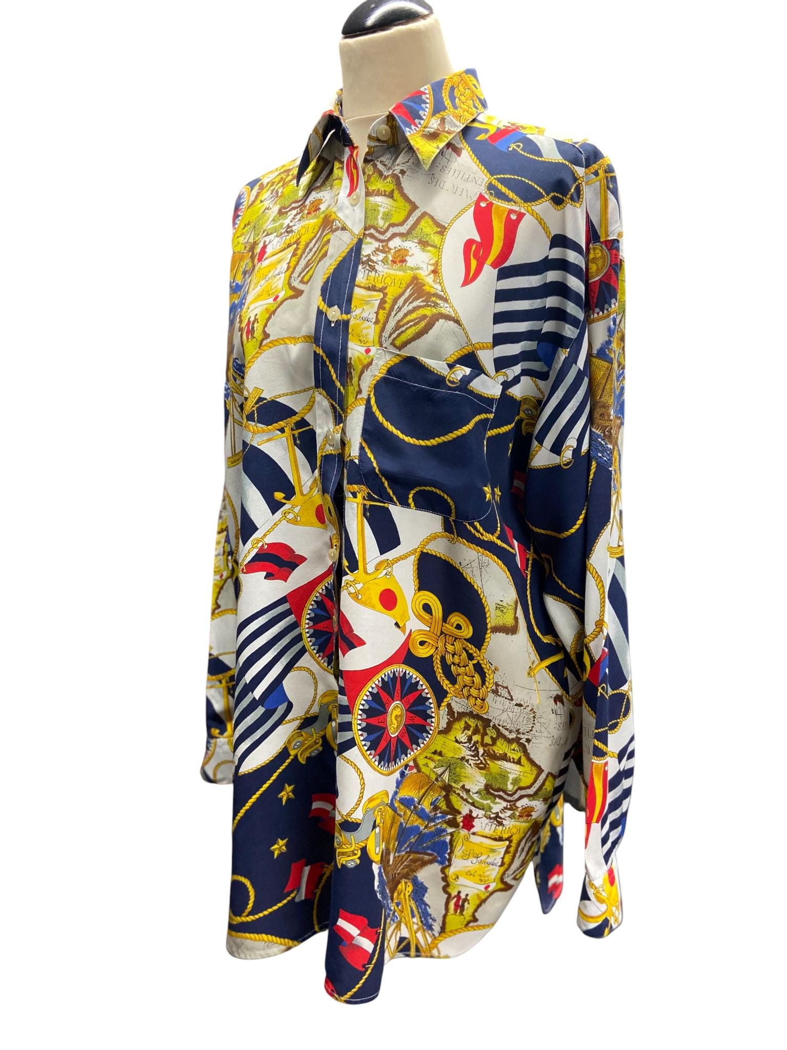 リクエスト品 Women's Vintage 90s Button-up Shirt by Marina Yachting | Marine