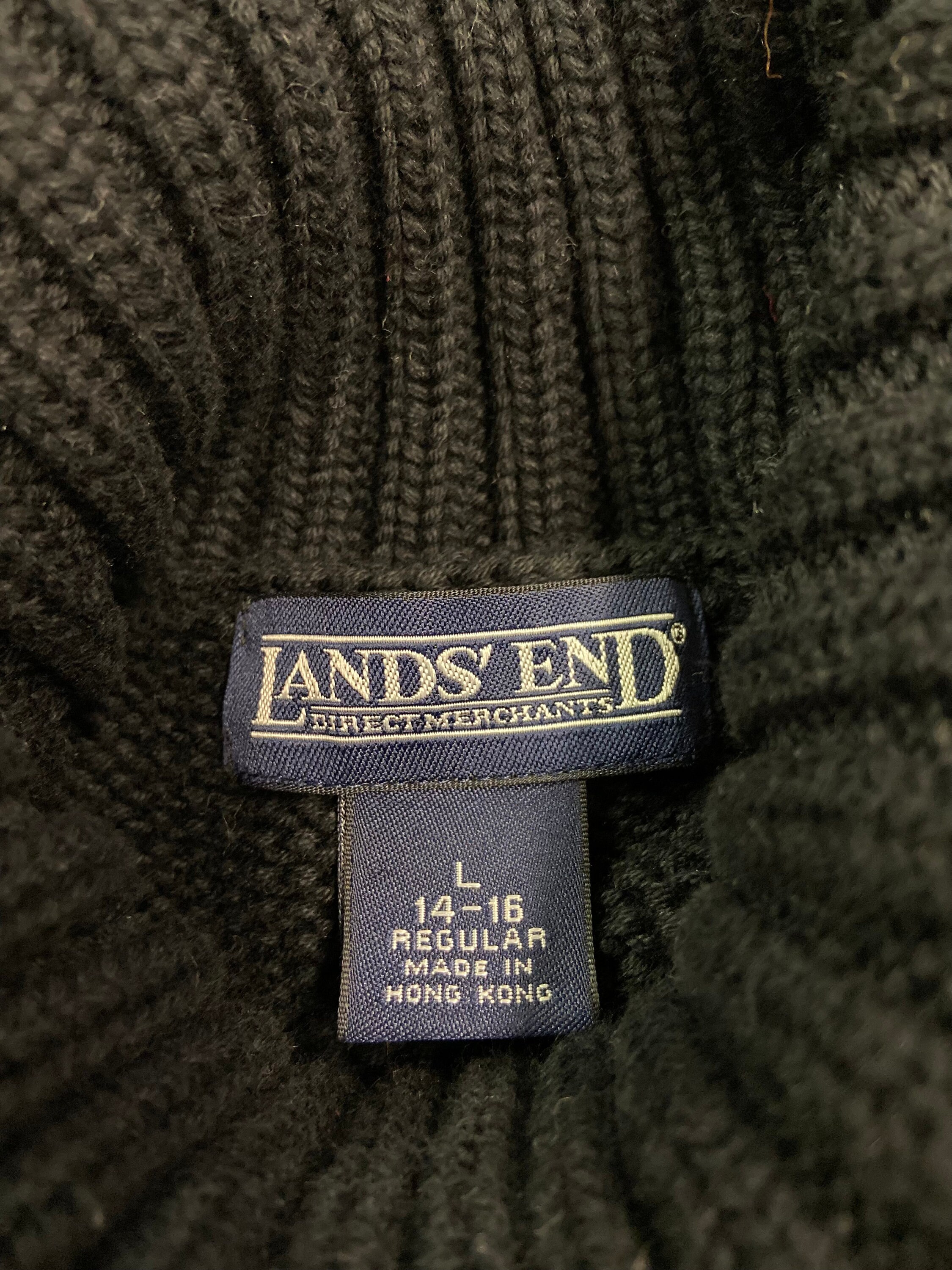 80〜90s lands end cotton sweater Vintage 80s Cotton Sweater From Lands End Brand | Black With
