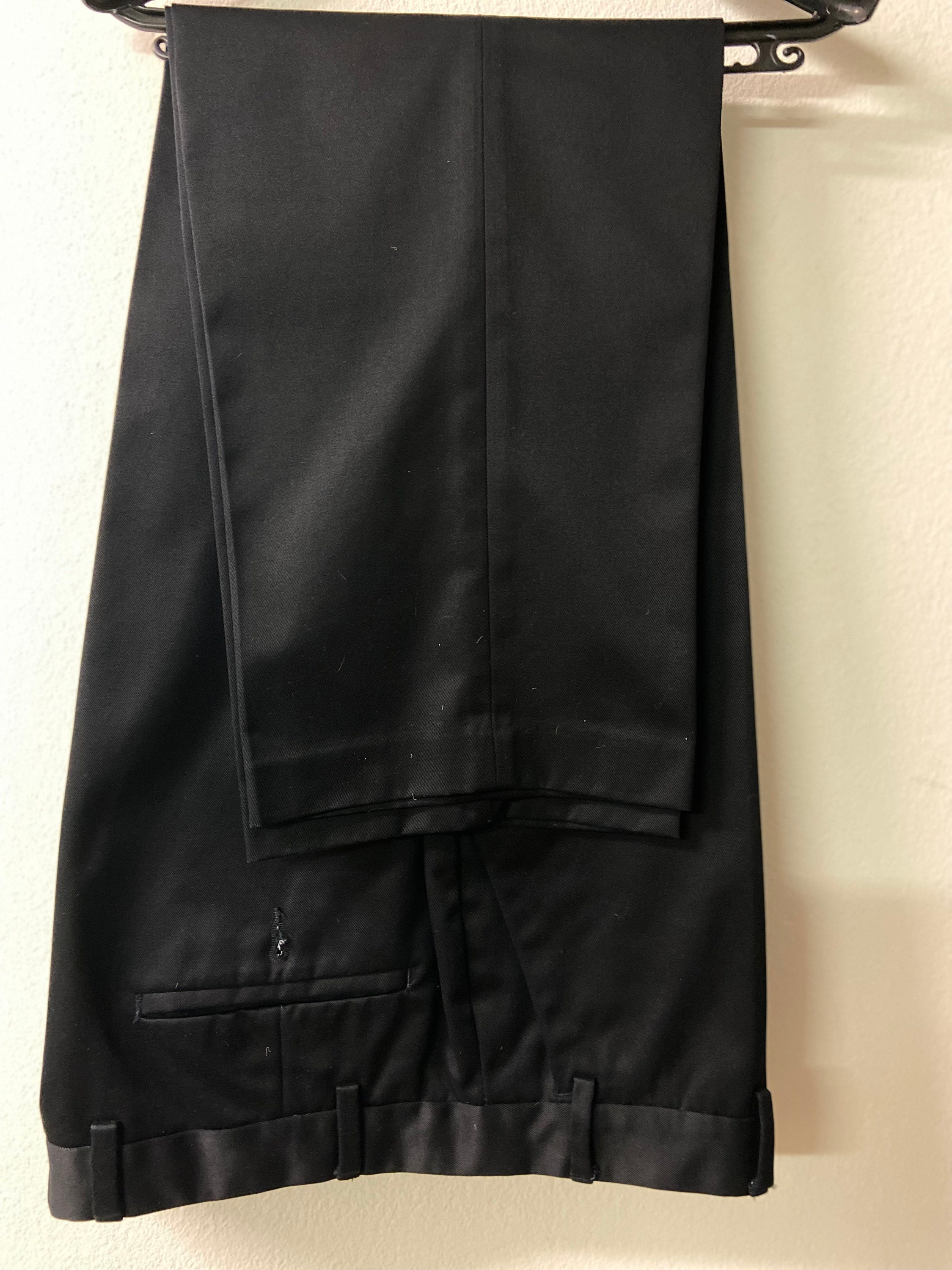 Classic Savile Row Men's Black Pants | Brushed Cotton | Straight