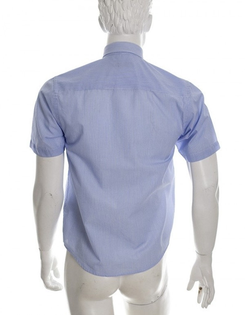 Classic Designer Shirt for Men Pierre Cardin Blue Striped Shirt Short Sleeve Size S image 5