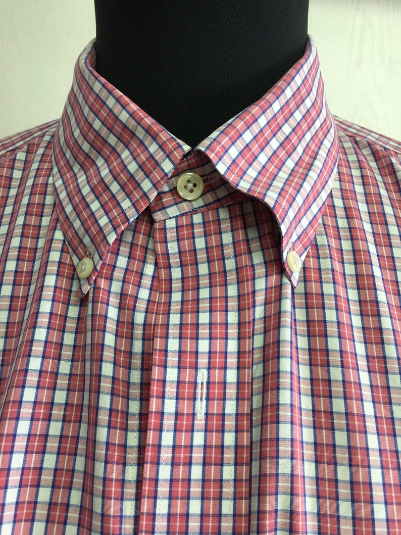 Pu&ograve; includere: Una camicia a bottoni a quadri rossi e bianchi con un colletto a quadri blu e bianchi.