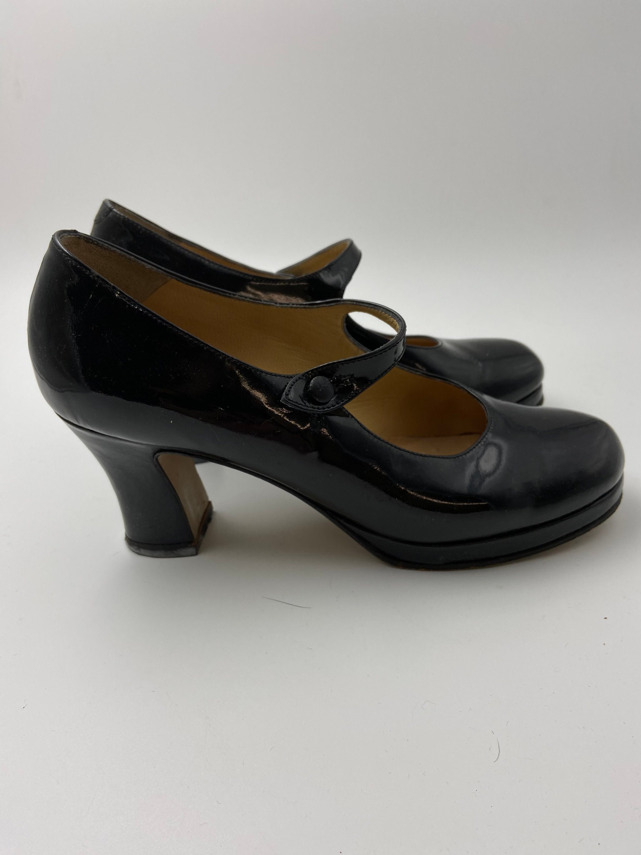 Dames dansschoenen platformpompen Zwarte lakleren schoenen - Etsy Nederland