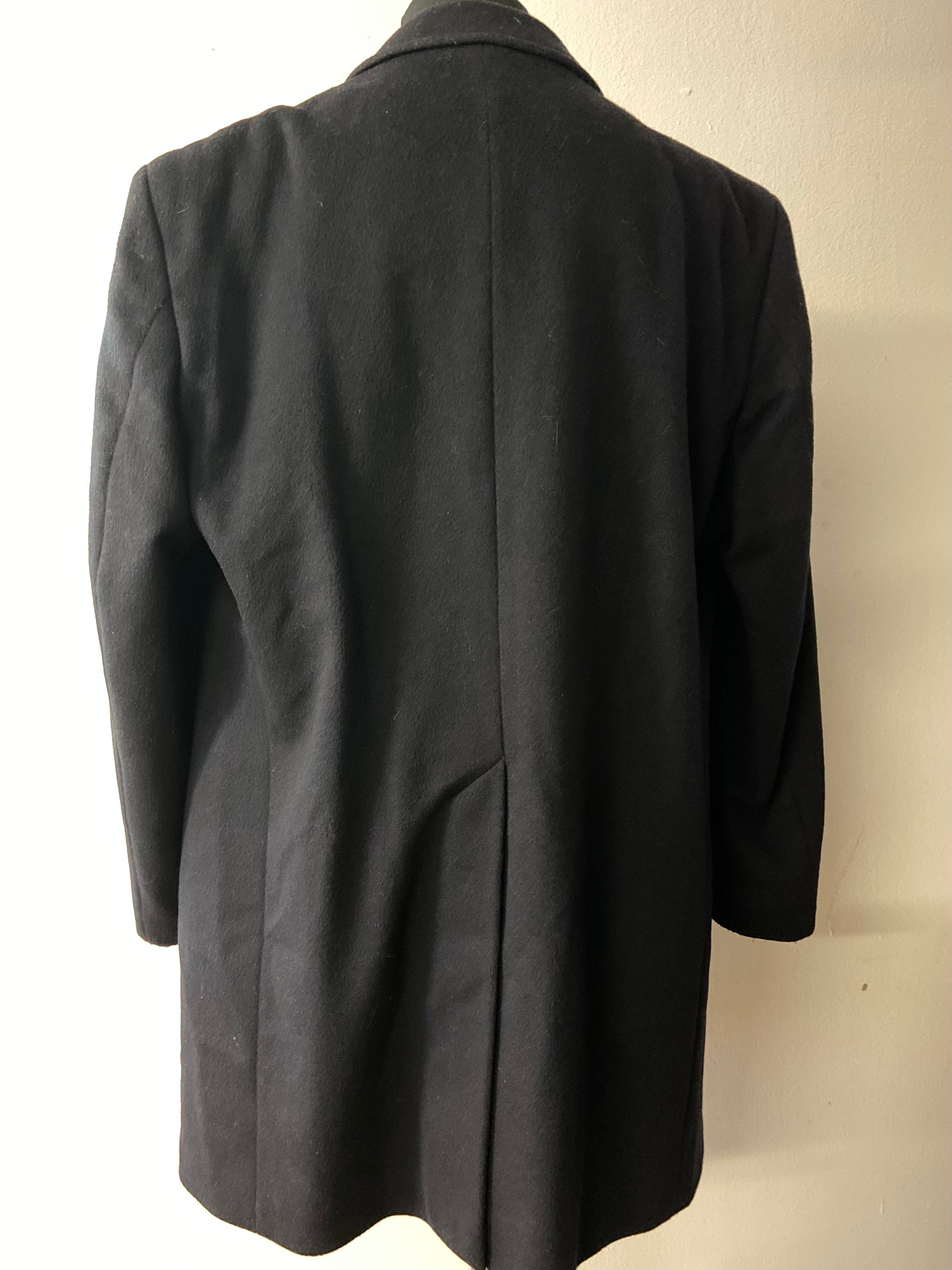 Men's 90's Vintage Black Wool Blend 3/4 Coat | the Perfect
