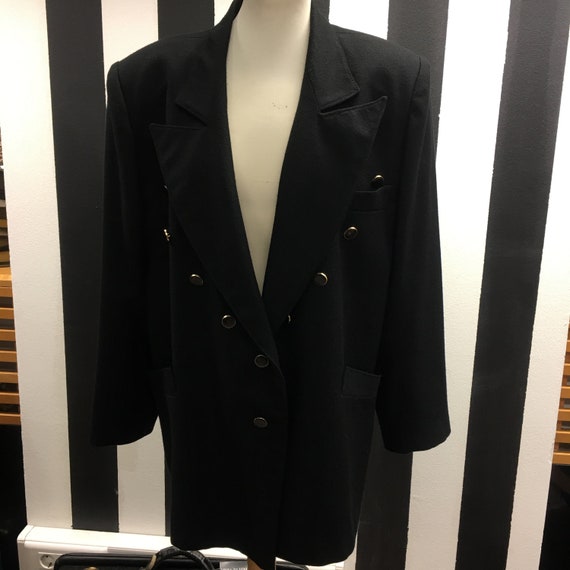 Women's 80's Vintage blazer | Women's black wool