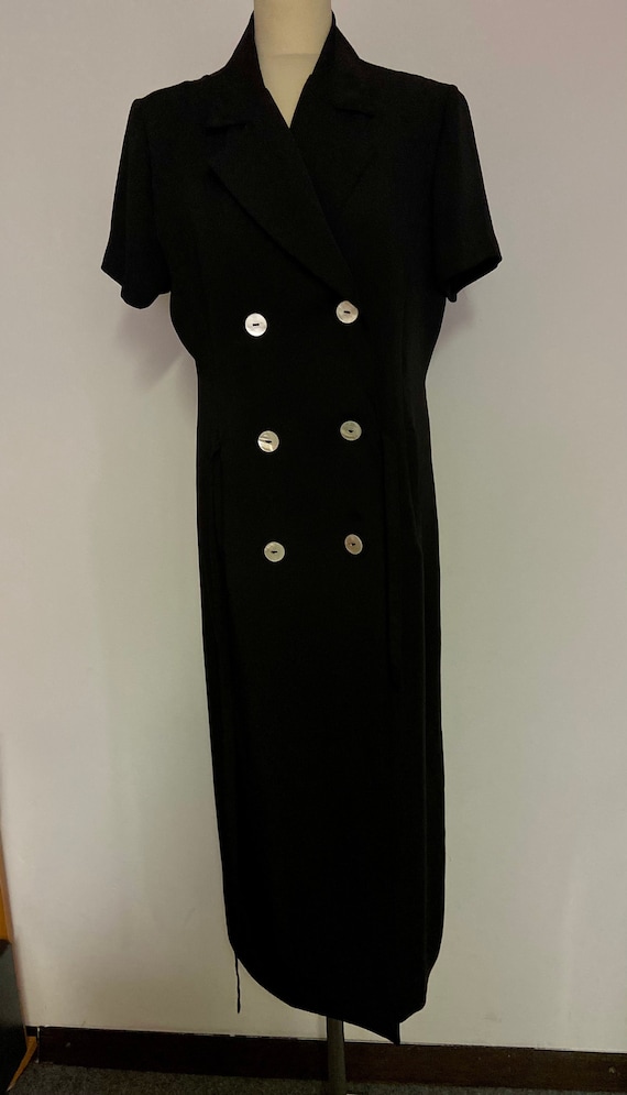 Women's Summer Black Double Breasted Coat Dress | 