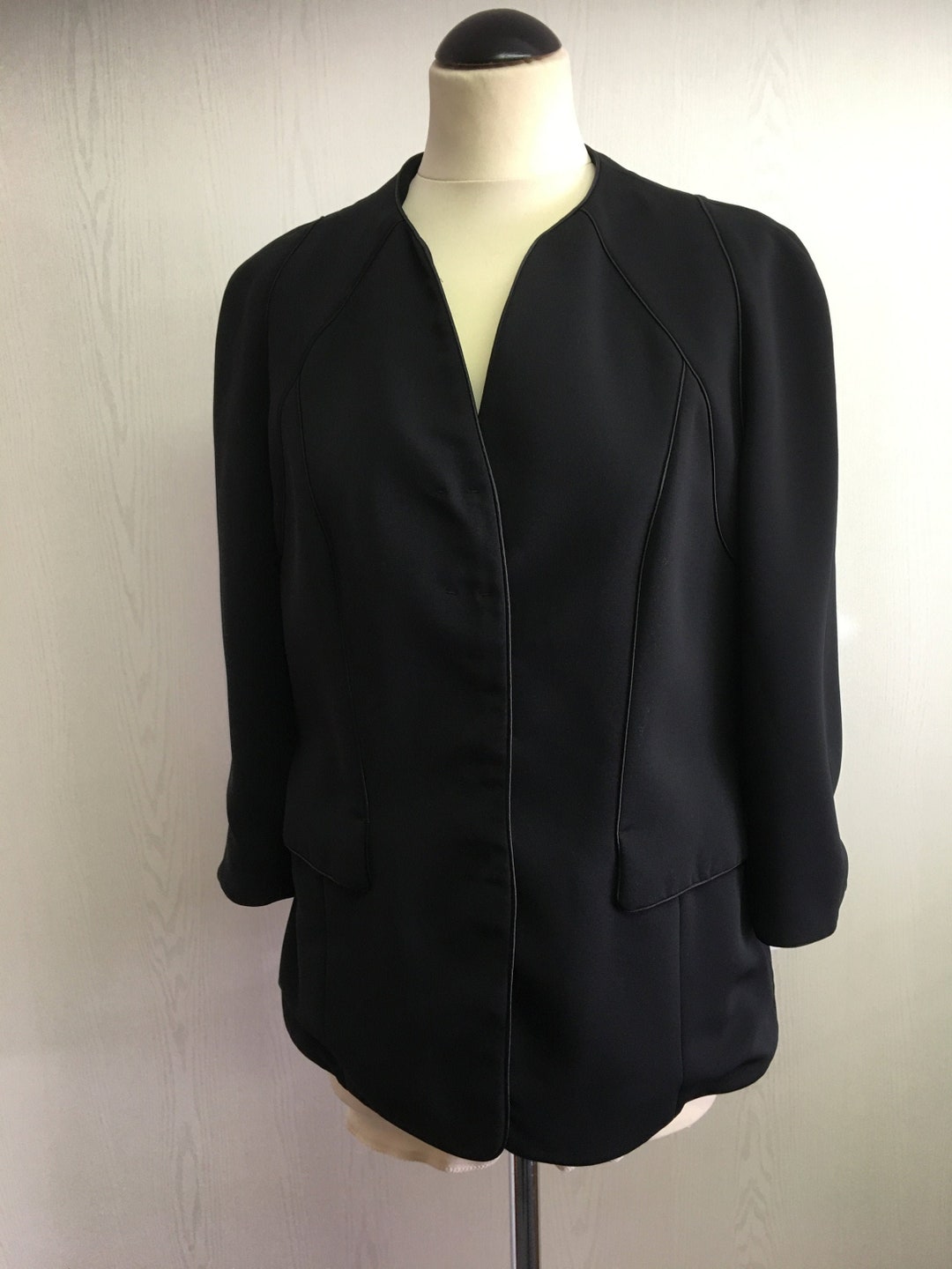 Women's 90's Vintage Blazer Black Fine Wool Blazer Elegant Jacket ...