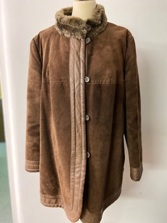 Women's shearling coat | Warm winter coat | suede coat women | women's car coat |  Size EU 42