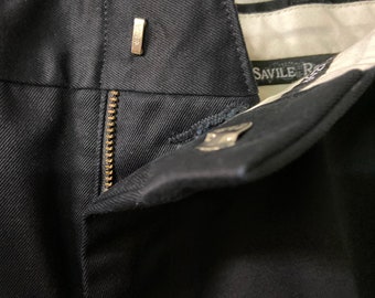 Pantaloni classici da uomo Savile Row neri / Cotone spazzolato / Pantaloni casual a gamba dritta / Taglia L 38 L 30