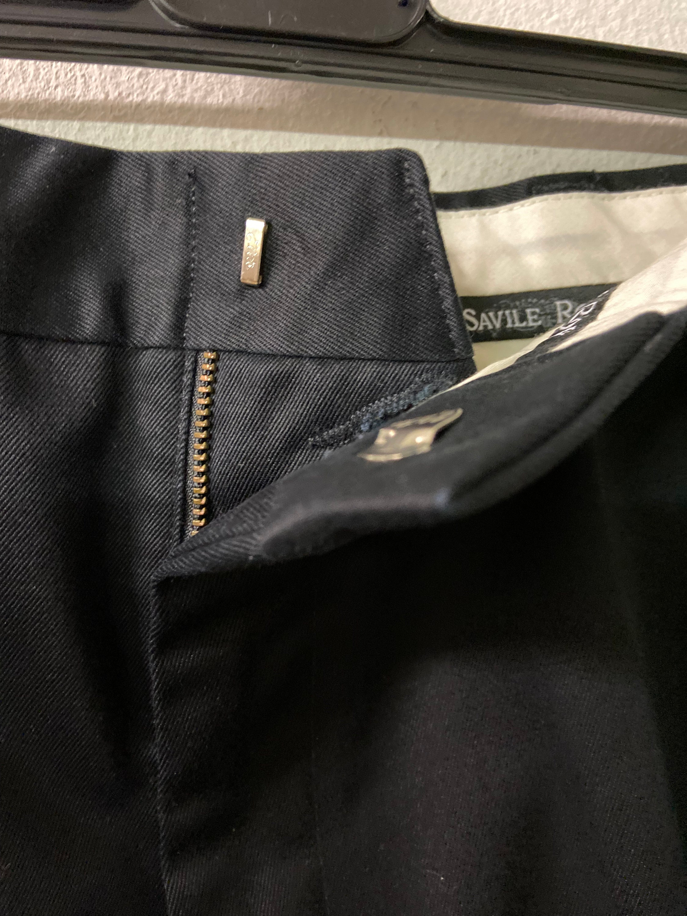 Classic Savile Row Men's Black Pants | Brushed Cotton | Straight