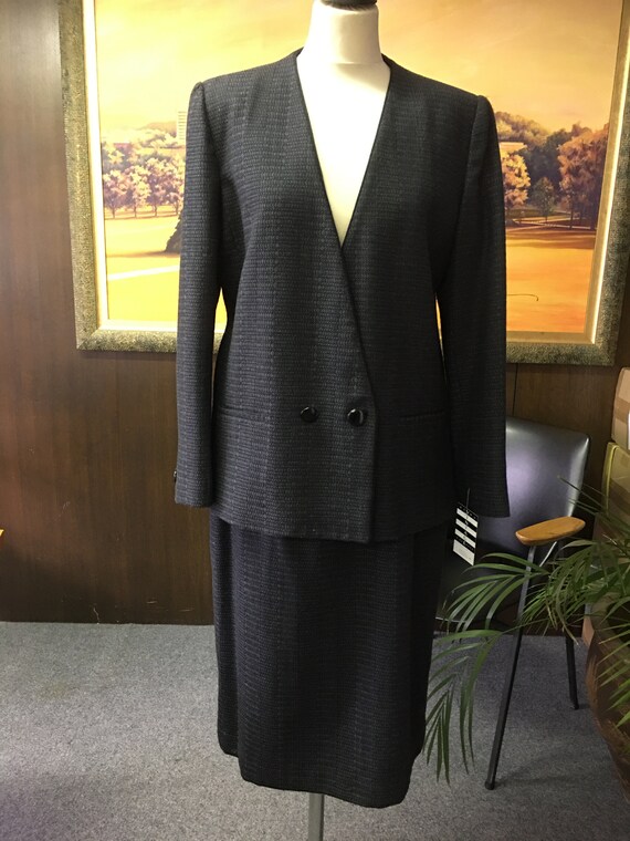 Women's 80's Vintage suit | Wool blend skirt suit