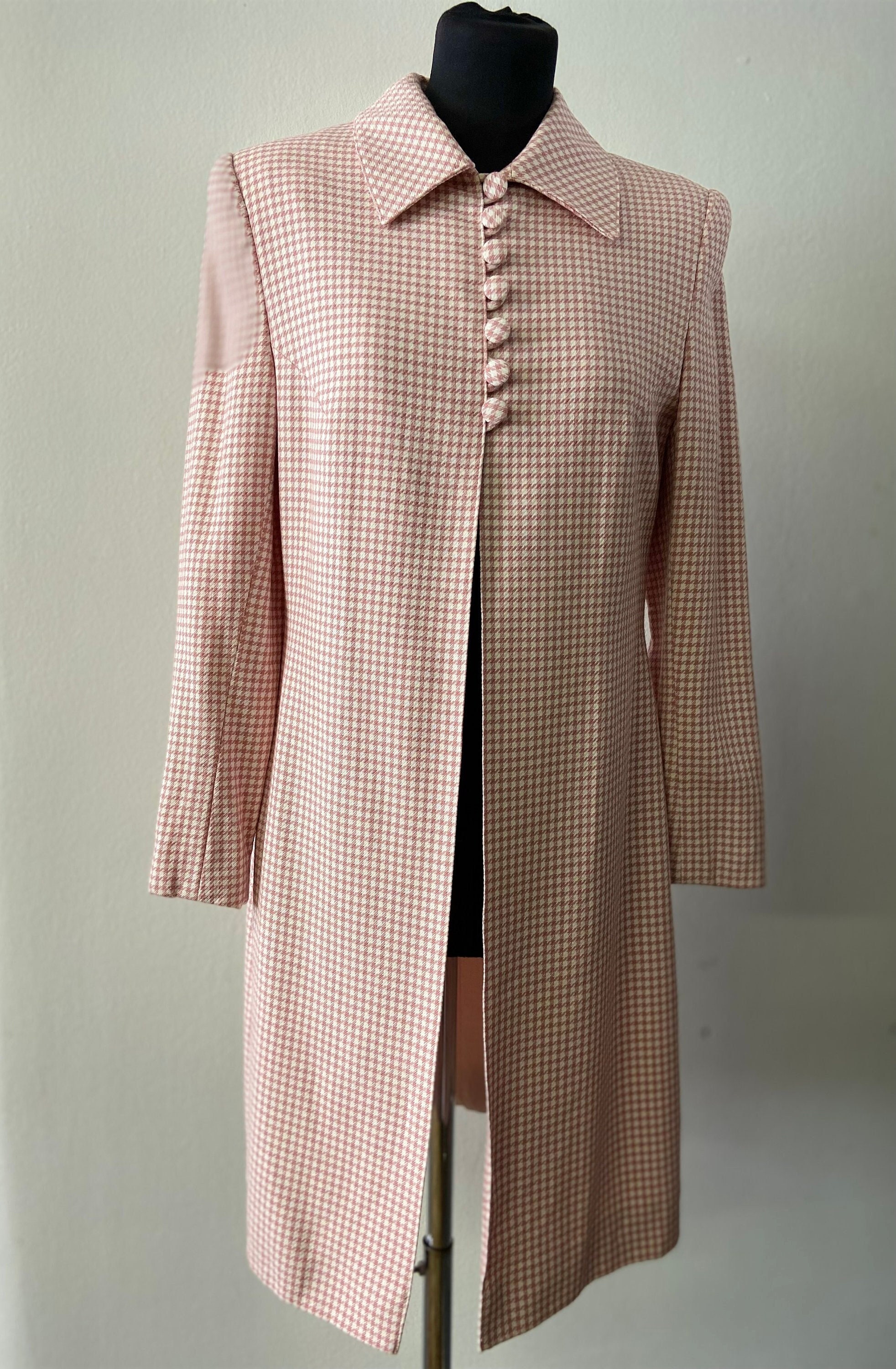 Pink top houndstooth coat