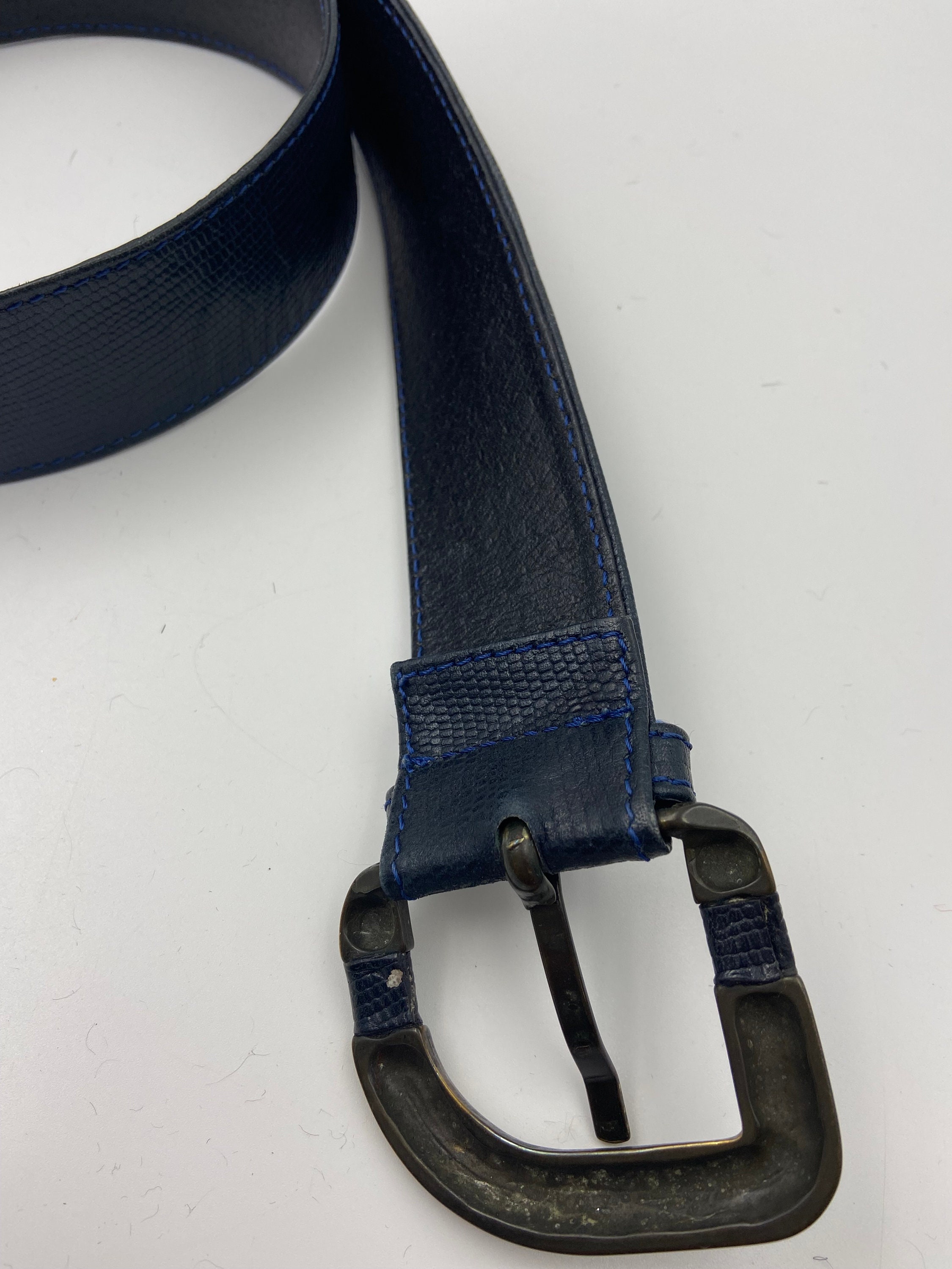 Vintage Blue Leather Belt Women’s Size Large – Classic Retro Fashion Classic Belt - Navy Blue main image 4