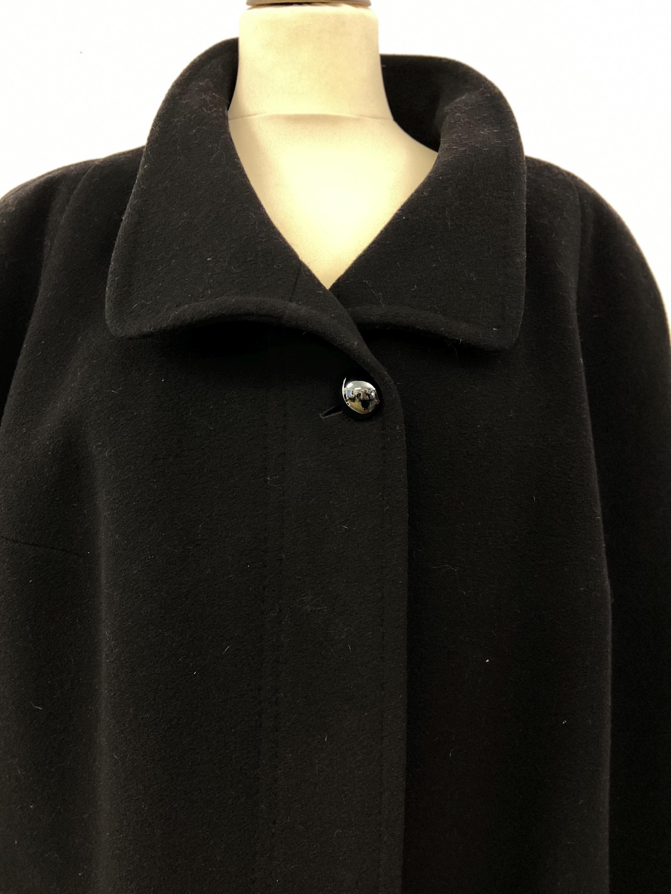 Womens Vintage 90's Car Coat by Mura | 3/4 Length Black Wool