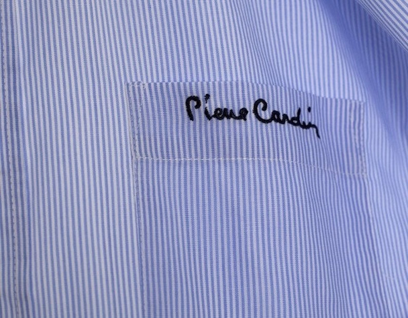 Classic Designer Shirt for Men Pierre Cardin Blue Striped Shirt Short Sleeve Size S image 3