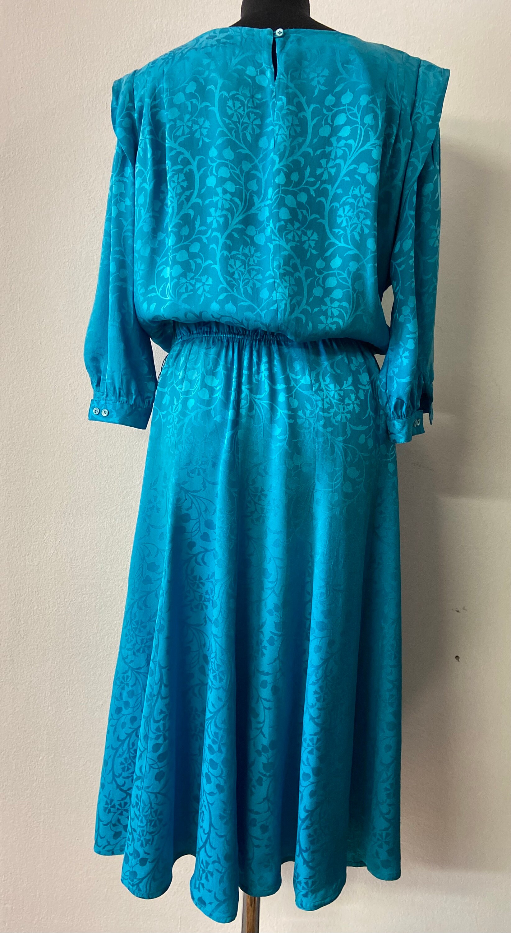 Teal Silk Fleur Dress main image 1