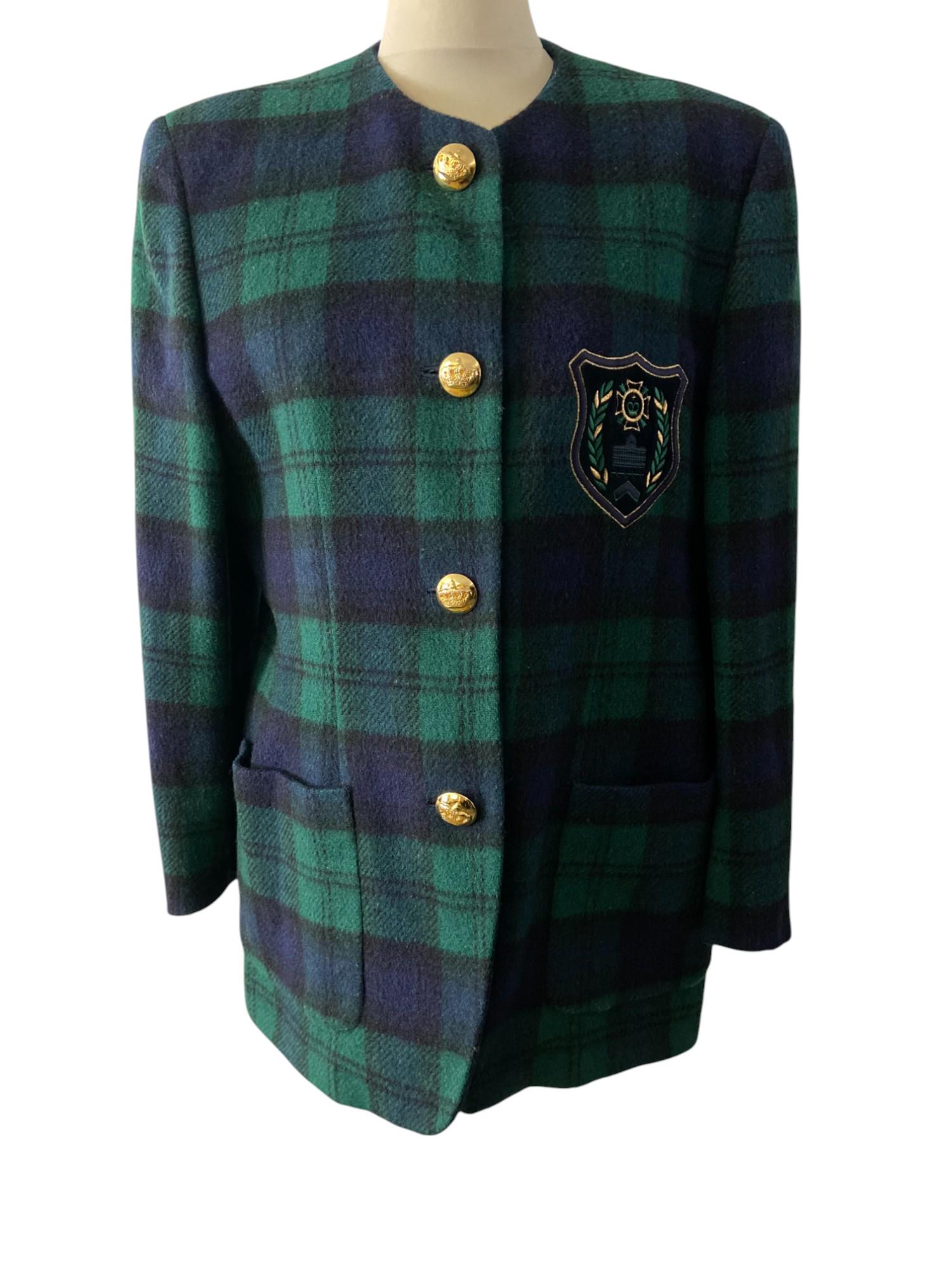 Women's Vintage 80's Plaid Wool Blazer by I.1981 | Made in Italy
