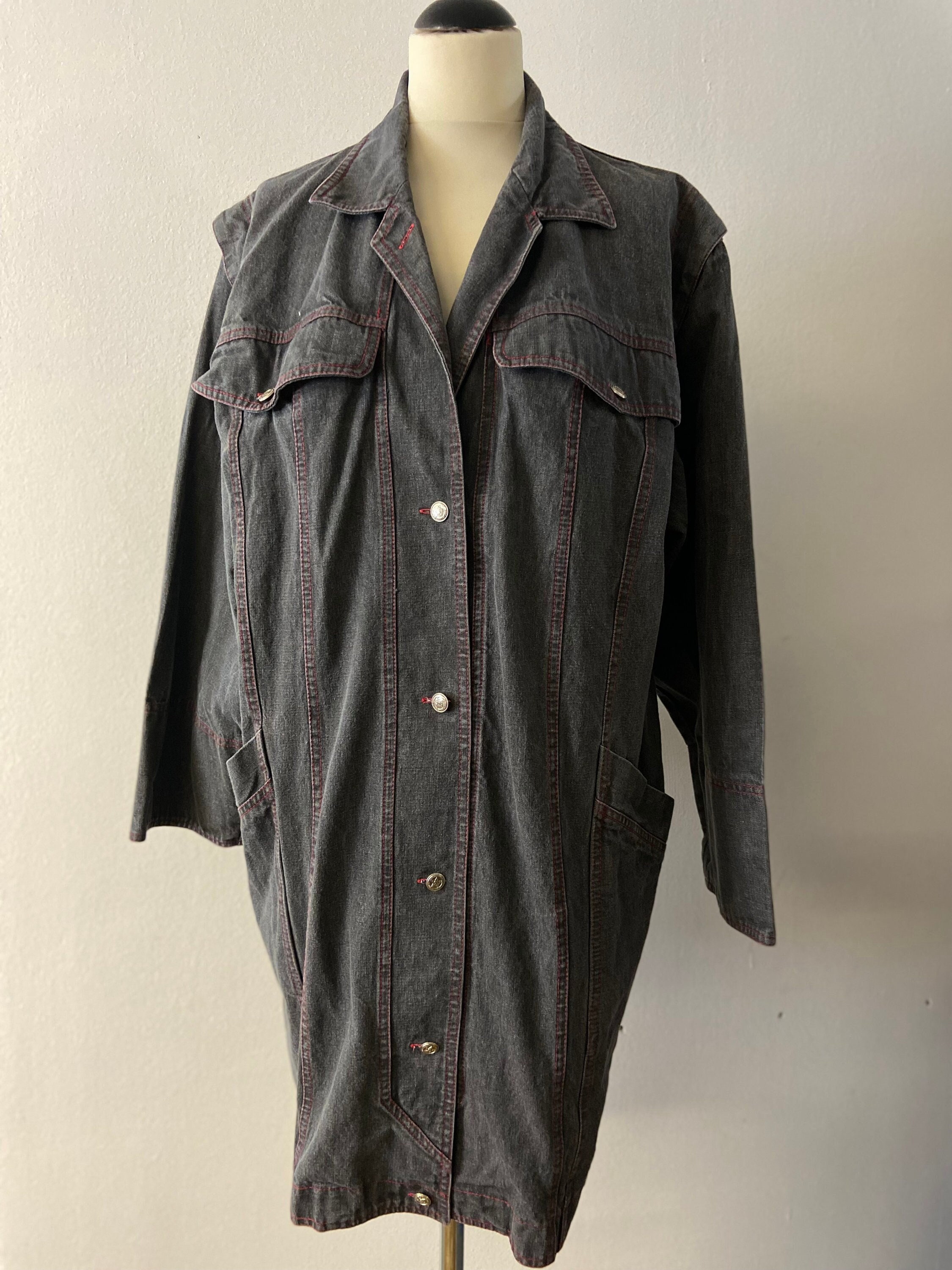 Stylish Vintage Women's Denim Coat | 90s Smock Style | Size M - Etsy