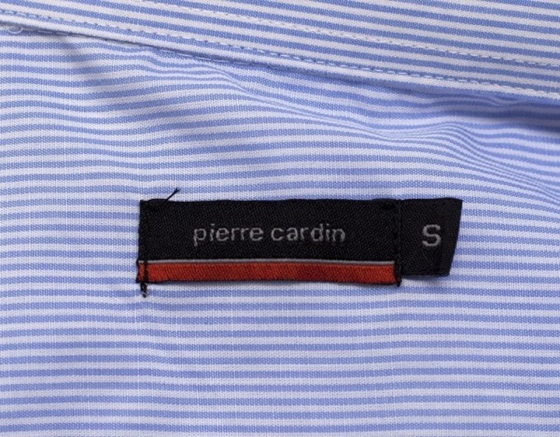 Classic Designer Shirt for Men Pierre Cardin Blue Striped Shirt Short Sleeve Size S image 2