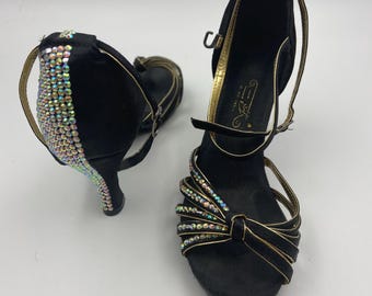 Damen Vintage Tanzschuhe mit Strass verziert