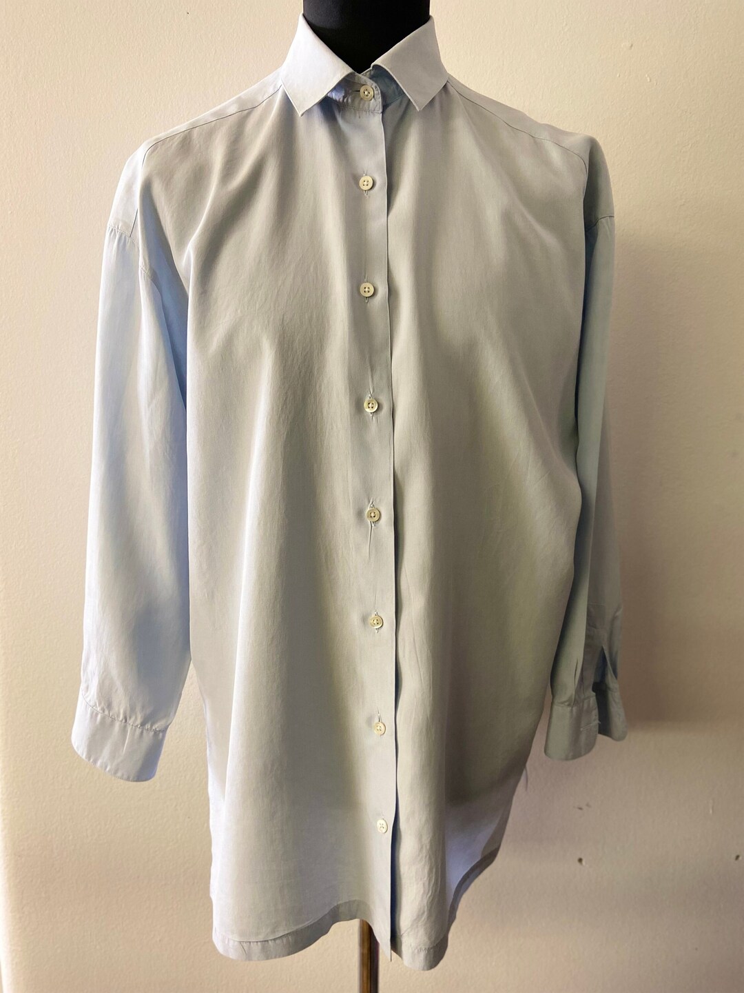 Sophisticated Button Down Silk Shirt for Men Pale Blue Etsy