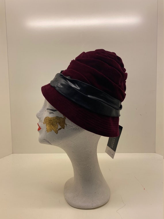 Vintage Hat Wine Red Velvet Hat 
