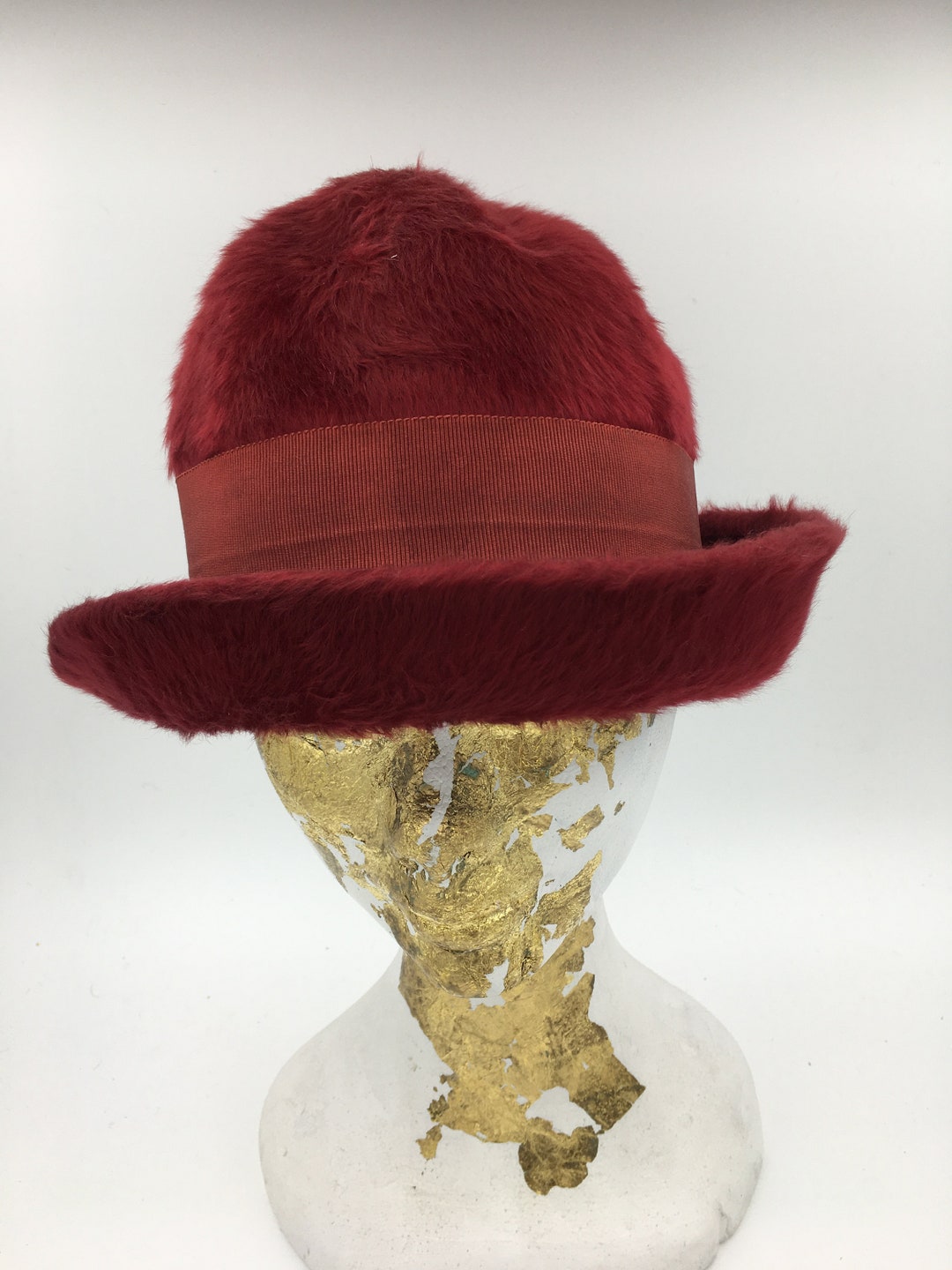 womens-vintage-red-rabbit-fur-felted-beehive-hat-with-upturned-brim